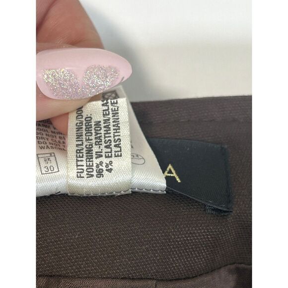 Escada Skirt Brown Pencil Zipper Pockets Pleat Lined Size 4 US 34 German - Picture 6 of 16